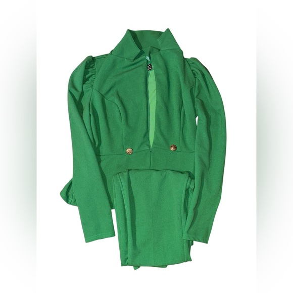 Shein SXY Elegant Green Women's Pantsuit 2pc Set - Picture 3 of 12